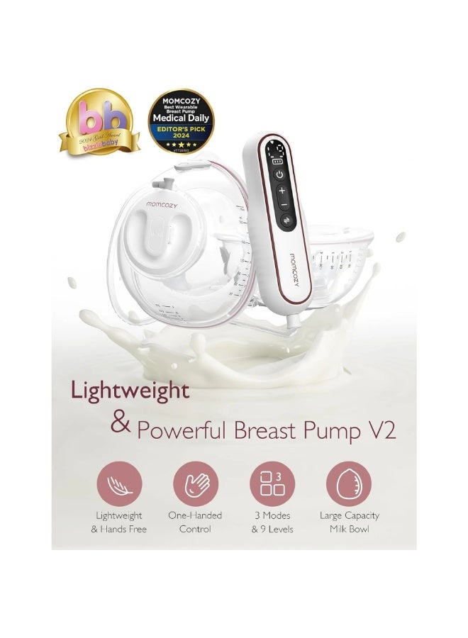 Momcozy V2 Ultra Light $Hands Free Breast Pump, Powerful Portable Pump With 27 Pumping Combinations, Painless Low Noise Portable Dual Electric Pump, Flange 17/19/21/24/27mm - Image 2